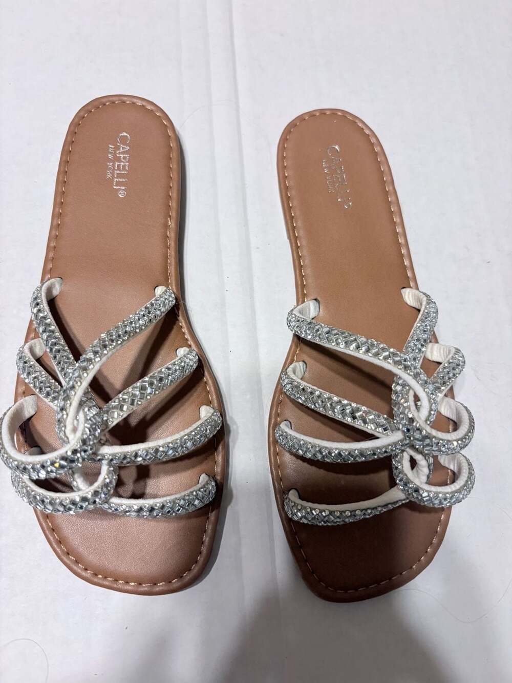 Capelli New York Rhinestone Multi-Strap Flat Slide Sandals - Picture 4 of 4